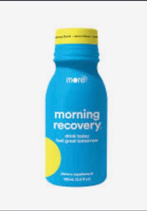 A bottle of Morning Recovery hangover drink